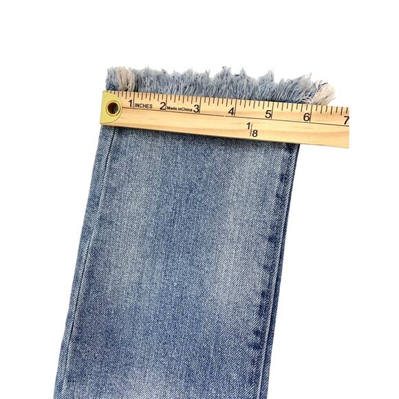 Gap Girlfriend Jeans Womens Size 25 Patches Light Wash Denim Distress Raw Hem - Picture 9 of 12